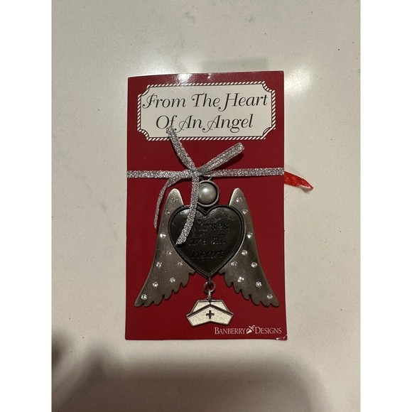 Banberry Designs Nurse Angel Hanging Ornament Nurses Are All Heart Gift Decor - Picture 4 of 5